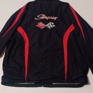 Sport-Tek Corvette Stingray Black Windbreaker with Red Accents